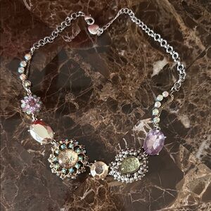 Betsey Johnson rhinestone Elegant Silver and Purple Women's Necklace